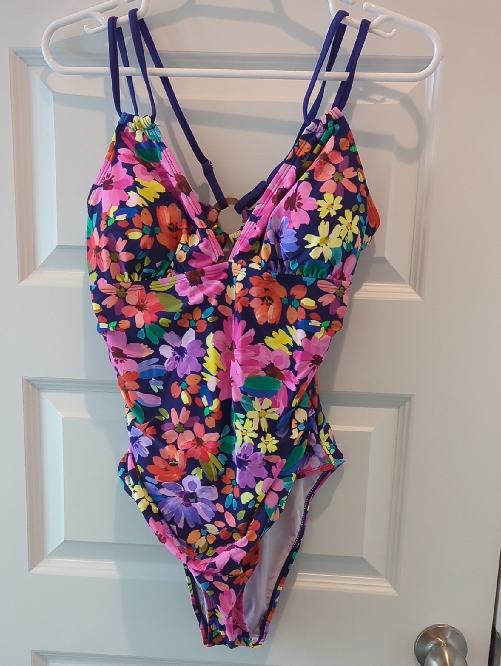Cupshe Purple Floral One-Piece Swimsuit with Multicolor Flowers